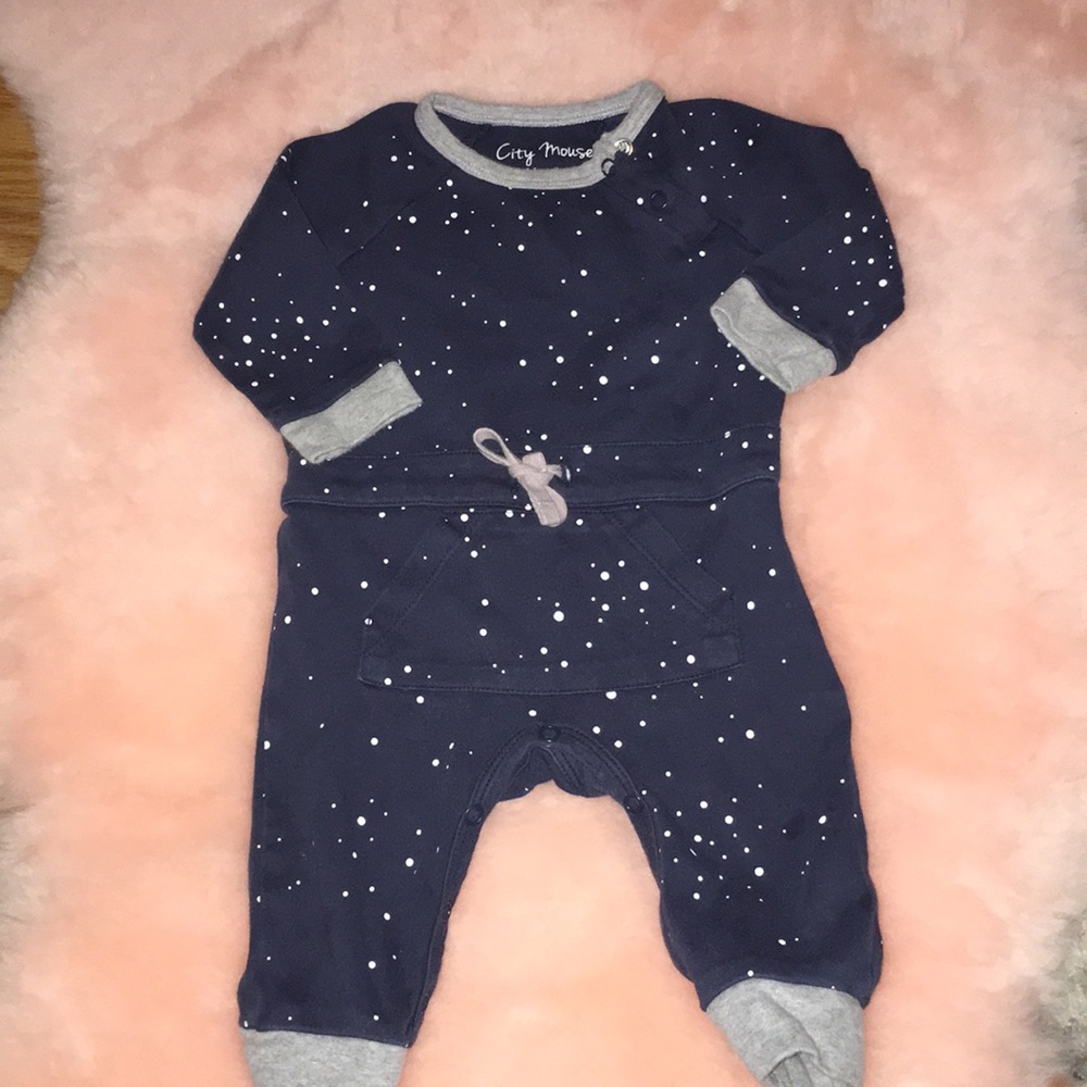 Splatter romper with drawstring waist